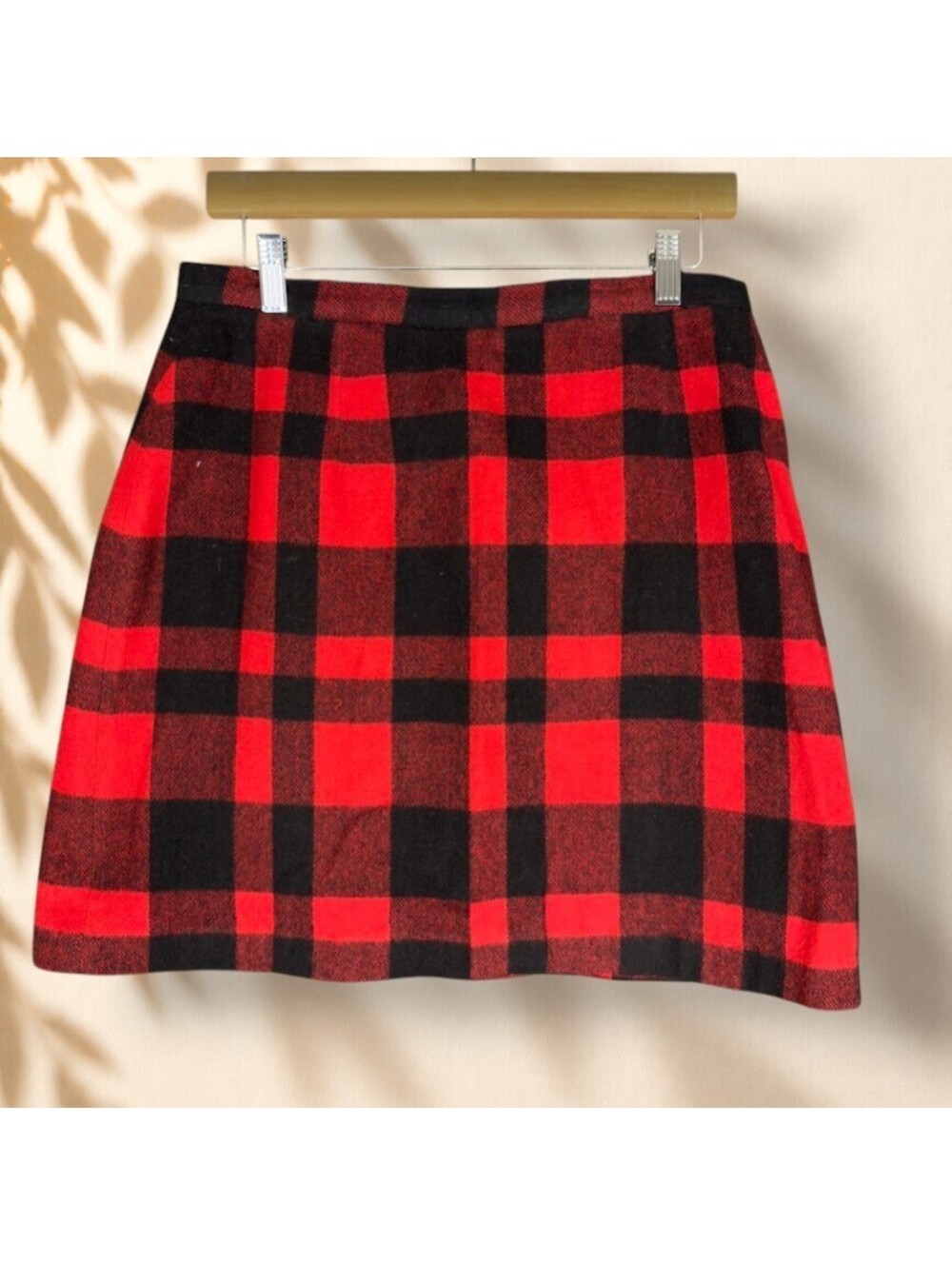 Limited America Mini Skirt Women 12 Red Plaid Short Cashmere Lined Mid Rise